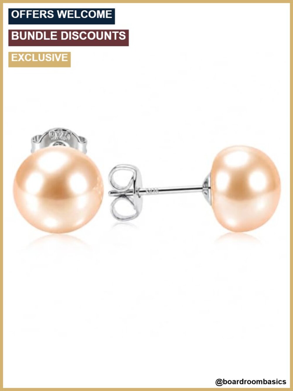 AAAAA+ 6-10mm Pearl Stud Earrings 925 Sterling Silver 14K Gold Plated